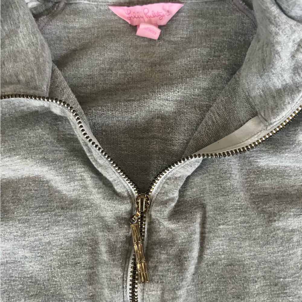 Lilly Pulitzer Gray Quarter-Zip Pullover With Whi… - image 3